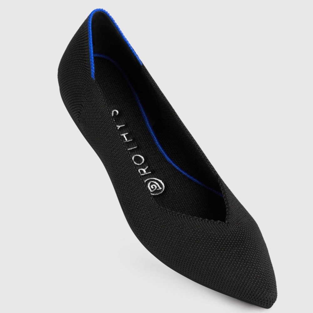 Solid Black Rothys The Point Flat Size 10